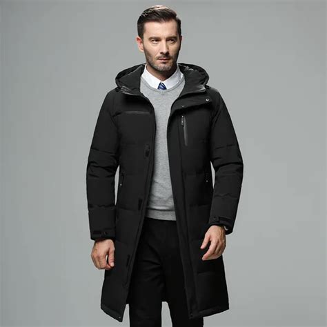 Hooded Extra Long Winter Duck Down Coats Men Casual Outwear Down Parka Male Father's Thick Down ...