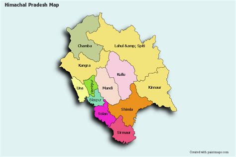 Create Custom Himachal Pradesh Map Chart with Online, Free Map Maker ...