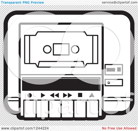 Clipart of a Black and White Cassette Tape in a Player - Royalty Free ...