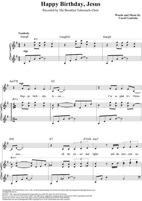 Happy Birthday, Jesus Sheet Music by Brooklyn Tabernacle Choir | Happy birthday jesus, Sheet ...