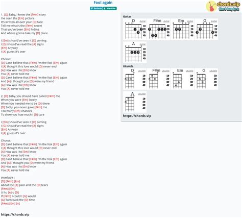 Chord: Fool again - tab, song lyric, sheet, guitar, ukulele | chords.vip