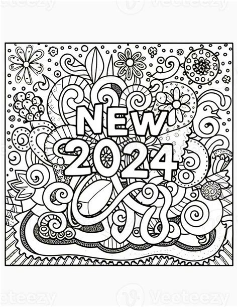 coloring page for the new year 2024 mandala 33854875 Stock Photo at ...