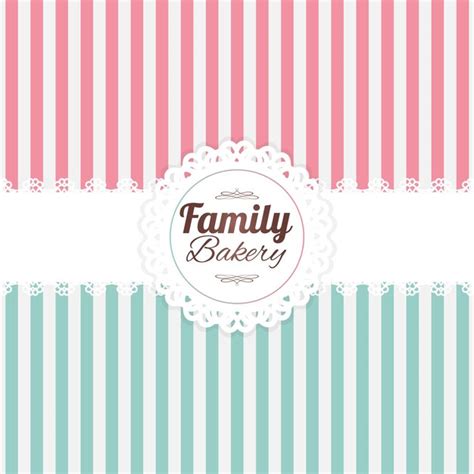 Premium Vector | Family bakery logo with lace tablecloth in pink and green color in vector ...