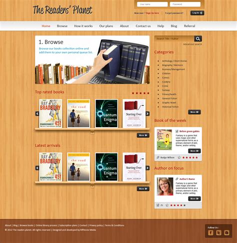 Website design for an online library management system. :: Behance