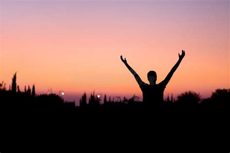 Man Praising in Nature stock image. Image of breath, dawn - 20868829