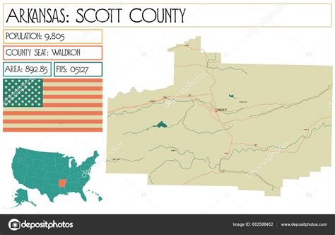 Large Detailed Map Scott County Arkansas Usa Stock Vector by ...