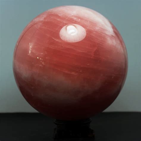 9574g Natural Pink Rose Quartz Sphere Crystal Ball Healing w/Rosewood Stand 190mm by ...