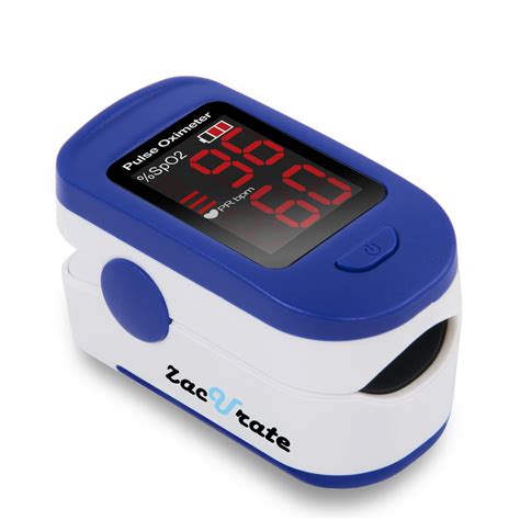 Zacurate® Fingertip Pulse Oximeter, Batteries & Lanyard (Navy Blue ...