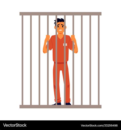 Prison inmates men cartoon characters in jailhouse