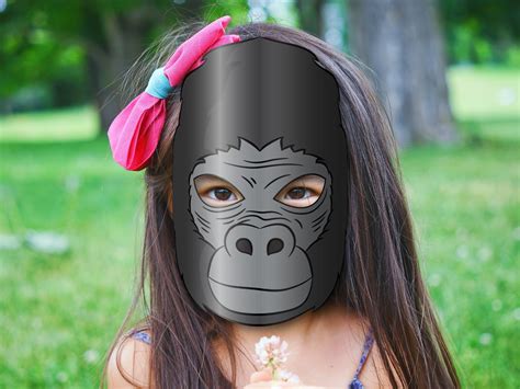 Gorilla Masks Printable Color Coloring, Paper DIY for Kids and Adults. PDF Template. Instant ...