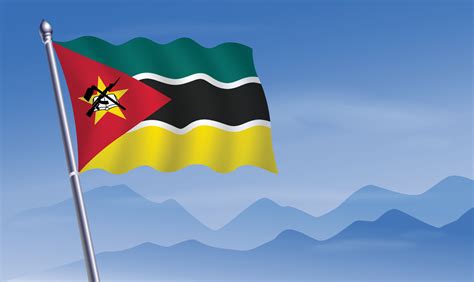 Mozambique flag with background of mountains and sky 20809595 Vector Art at Vecteezy