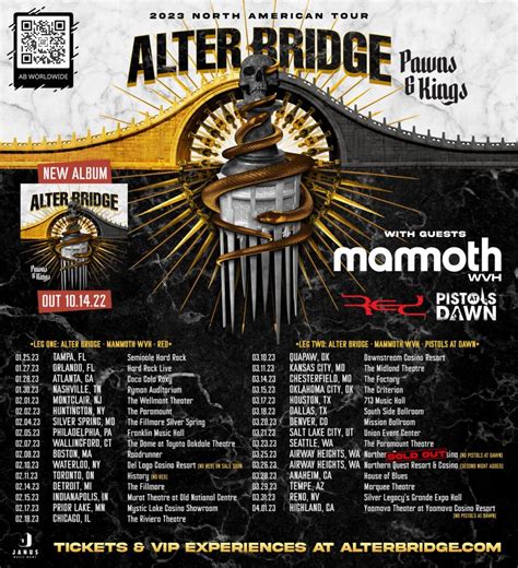 Event Alter Bridge - 21/03/2023 - Salt Lake City - The Union Event ...