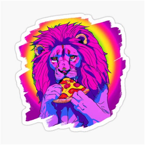 "Lion Eating Pizza Funny Lion Cool Pizza" Sticker for Sale by berrydp | Redbubble