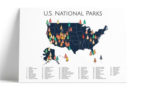 National Park Poster, National Park Map Art Camper Hiker Explorer ...