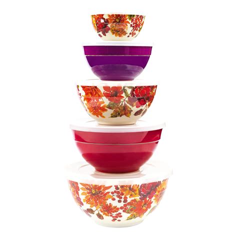 10 Piece Melamine Mixing Bowl Set with Lids, Fall Floral - Walmart.com