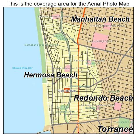 Aerial Photography Map of Hermosa Beach, CA California