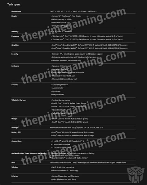 Microsoft Surface Gaming Laptop: Questionable specification sheet leaks ...