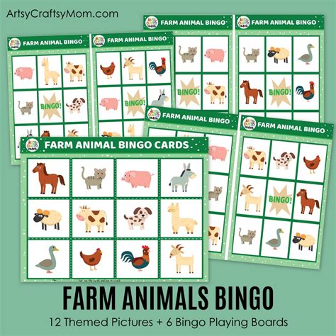 Printable Farm Animal Themed Bingo - Artsy Craftsy Mom