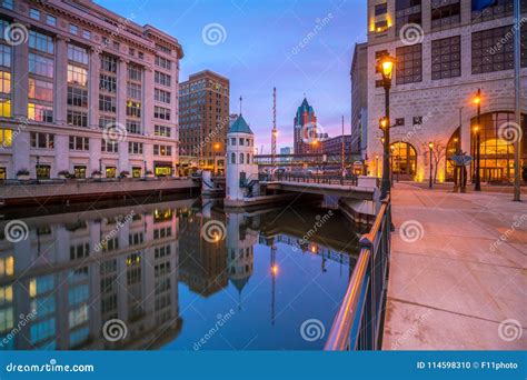 Downtown Skyline with Buildings in Milwaukee USA Stock Photo - Image of ...