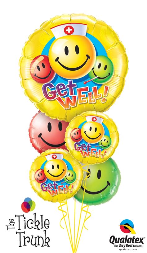 Get Well Smiley Faces Balloon Bouquet | onlineweddingstore