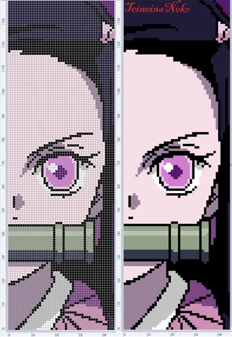 nezuko pixel art grid Minecraft nezuko pixel art grid - Pixel Art Grid