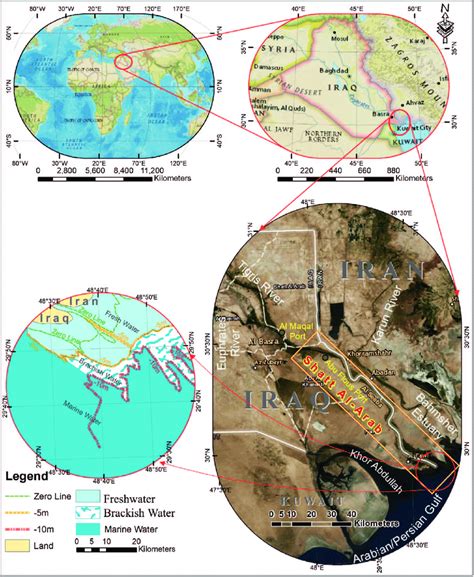 Map of the Shatt Al-Arab mouth (modified after Al-Saadi et al. [1977 ...