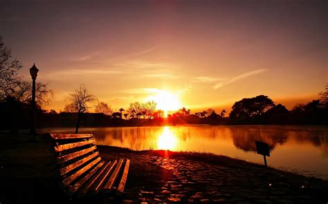 Park bench photo during sunset HD wallpaper | Wallpaper Flare