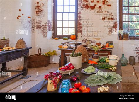 Kitchen at Shirley Plantation. Historic Shirley Plantation, founded in 1613, is the oldest ...