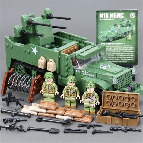 WW2 American Soldiers M16 Truck Compatible Lego WW2 Sets