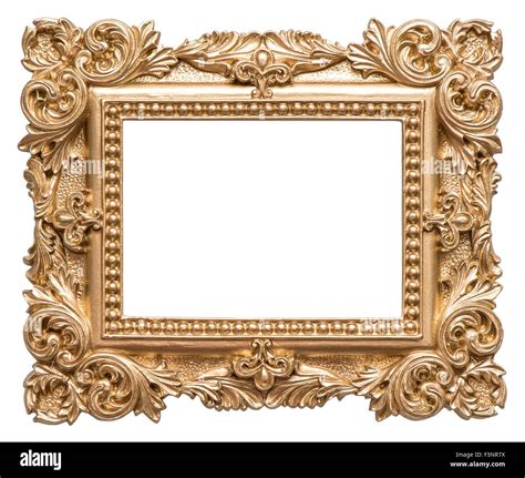 Golden picture frame baroque style. Vintage art object isolated on white background Stock Photo ...