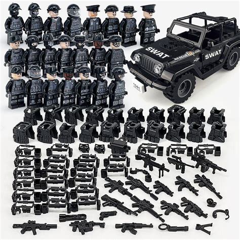 送料無料 お買い得セット ミニフィグ SWAT 22体 ジープ1台 特殊部隊 車両 武器付き レゴ 互換 LEGO ミニフィギュア ブロック おもちゃ S.W.A.T. 特殊部隊 ...