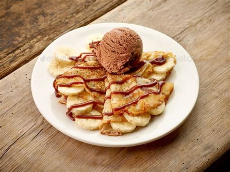 Crepes with banana and chocolate ice cream by magone. Crepes with banana and chocolat icecream ...