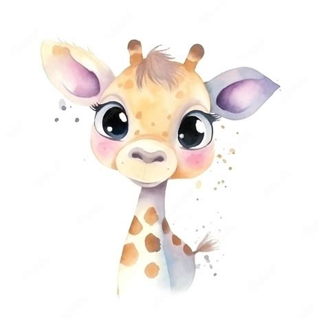 Premium Photo | Watercolor illustration of a baby giraffe