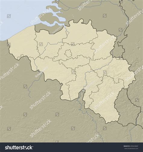 Relief Map Belgium 3drendering Stock Illustration 493643869