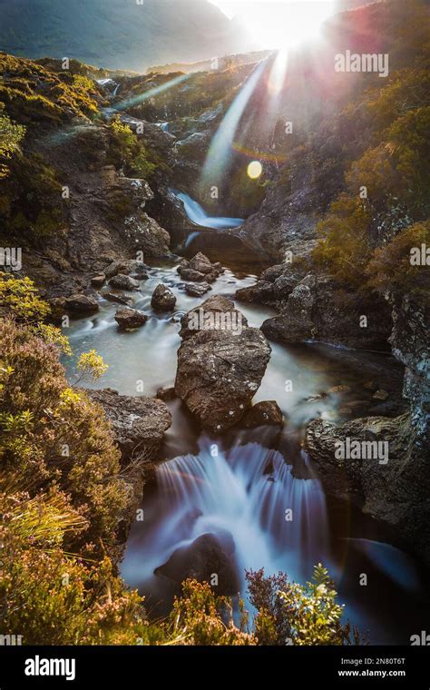 Isle of Skye, Scotland - Sunrise at the Fairy Pools on Isle of Skye on a sunny spring day Stock ...