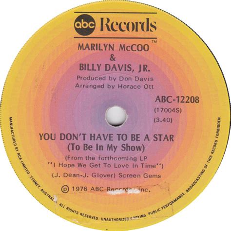 Billy Davis Jr. & Marilyn McCoo – You Don't Have To Be A Star (1976, Vinyl) - Discogs