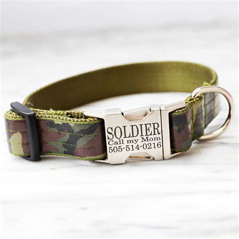 DD: Camouflage Laminated Dog Collar with Engraved Buckle