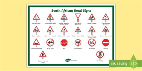 South African Road Signs Large Display Poster