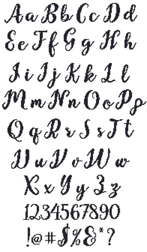 Handwriting Alphabet Cross Stitch Pattern PDF, Written Font needlepoint counted chart, Cursive ...