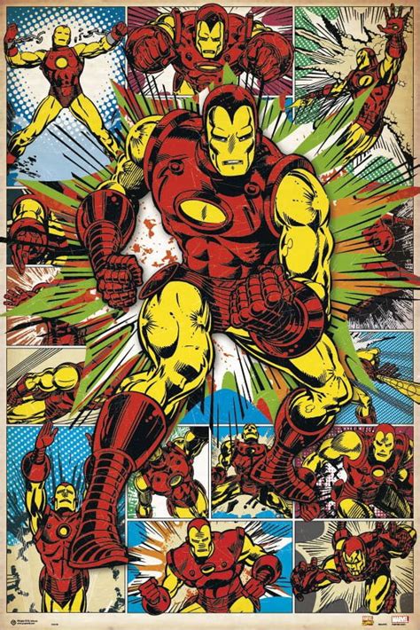 Iron Man - Marvel Comics Poster / Print (Retro Comic Image Collage ...