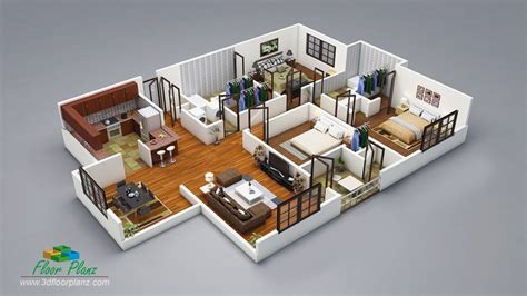 3D Floor Plans - 3D Home Design - Free 3D Models | 3d house plans, One storey house, House ...