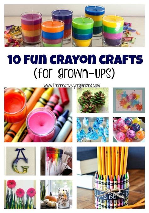 10 fun crayon crafts for grown-ups - LIFE, CREATIVELY ORGANIZED | Crayon crafts, Crafts, Diy crayons