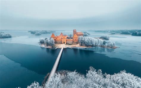 Trakai Castle in Lithuania, Lithuania, castle, lake, Trakai, winter, HD ...