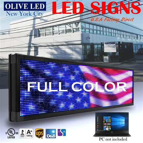 OLIVE LED Sign Full Color 12"x60" Programmable Scrolling Message Outdoor Display - Walmart.com ...