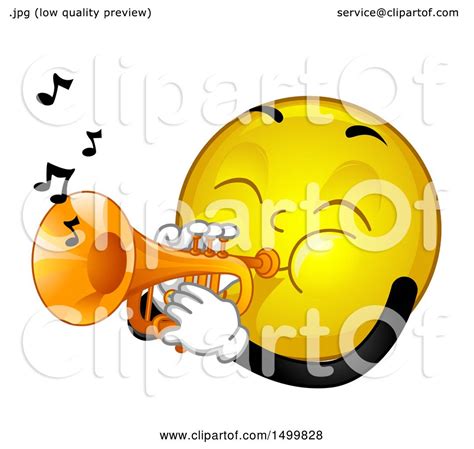 Clipart of a Smiley Emoticon Emoji Playing a Trumpet - Royalty Free Vector Illustration by BNP ...