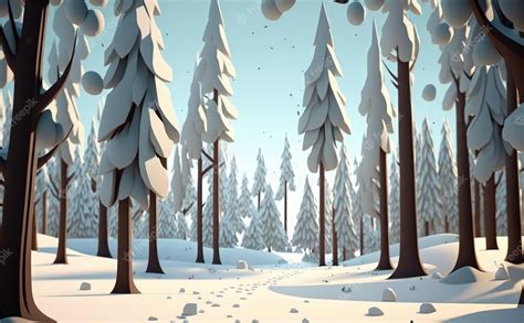 Premium Photo | A winter forest cartoon background illustrations for ...