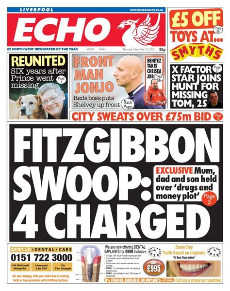 Liverpool Echo front page 22nd November 2012. How is local news production changing? Local news ...