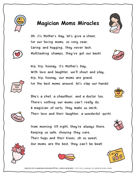 Mother's Day Song Lyrics Printable for Teachers | Magician Moms