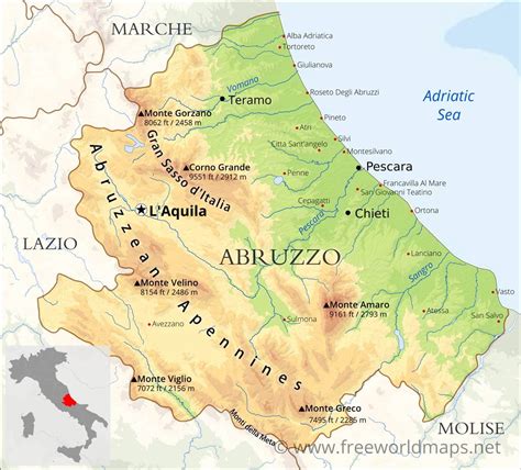 Abruzzo Physical Map