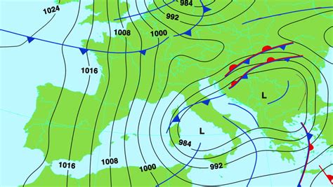 Animated Weather Forecast Map With Isobars, Cold And Warm Fronts, High ...